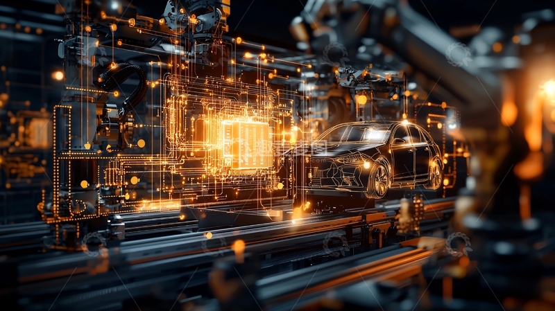 高清大图下载【趣麦麦图】未来科技感汽车生产线