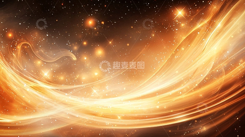 高清大图下载【趣麦麦图】金色能量流动的宇宙星空