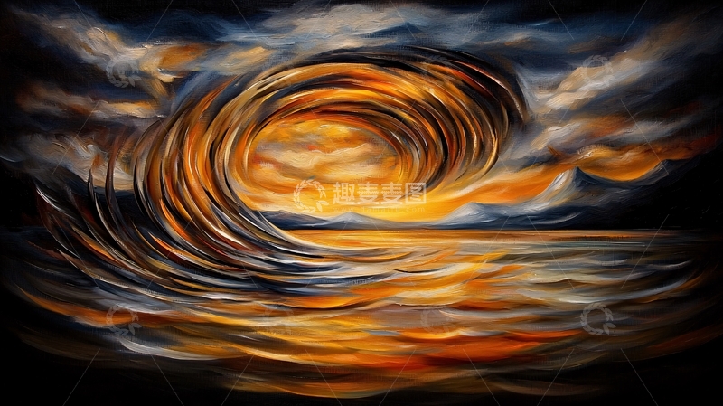高清大图下载【趣麦麦图】抽象海景油画