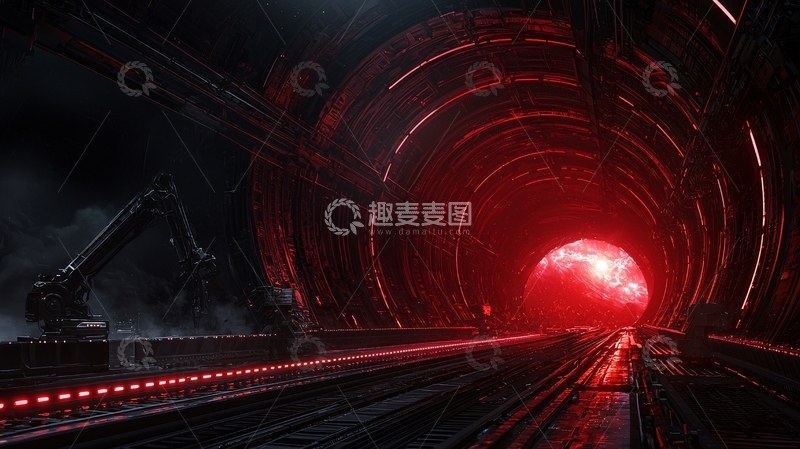 高清大图下载【趣麦麦图】黑暗隧道尽头的红光