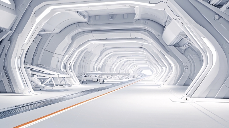 高清大图下载【趣麦麦图】未来感白色隧道