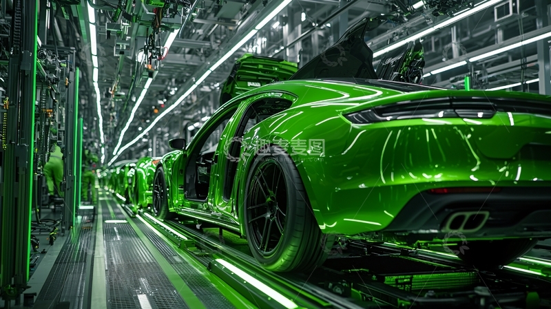 高清大图下载【趣麦麦图】绿色汽车生产线