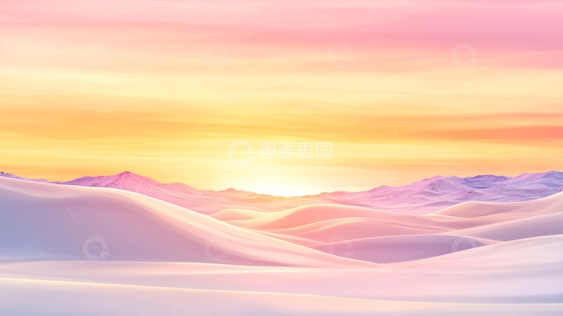 高清大图下载【趣麦麦图】粉色天空下的宁静山丘