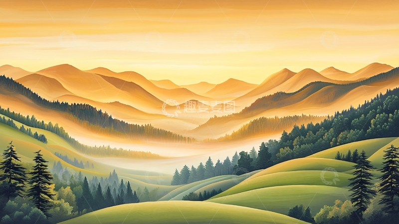 高清大图下载【趣麦麦图】山峦叠嶂日出美景