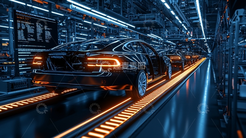 高清大图下载【趣麦麦图】汽车在生产线上的未来感场景