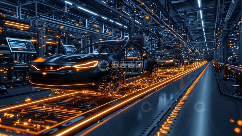高清大图下载【趣麦麦图】汽车生产线上的未来车辆
