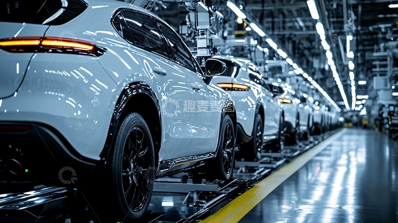 高清大图下载【趣麦麦图】汽车生产线上的白色车辆