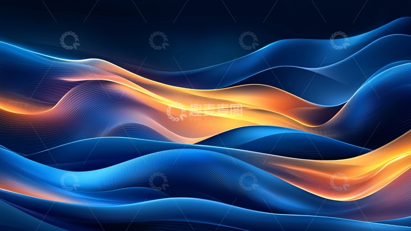 高清大图下载【趣麦麦图】抽象蓝色橙色流动波浪