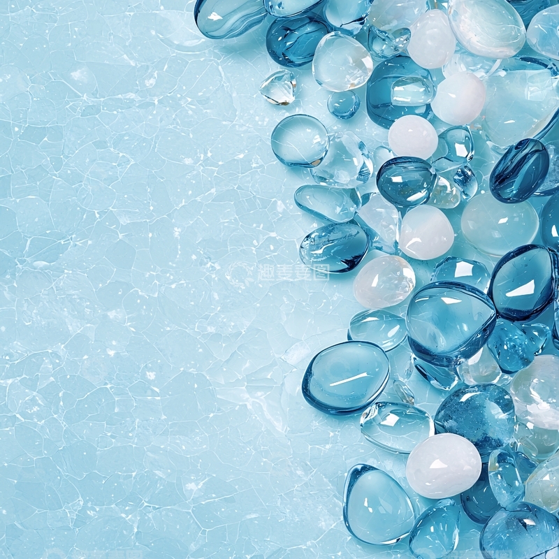 高清大图下载【趣麦麦图】蓝色透明小石头素材