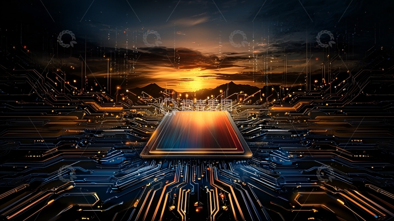 高清大图下载【趣麦麦图】芯片与天空的艺术融合