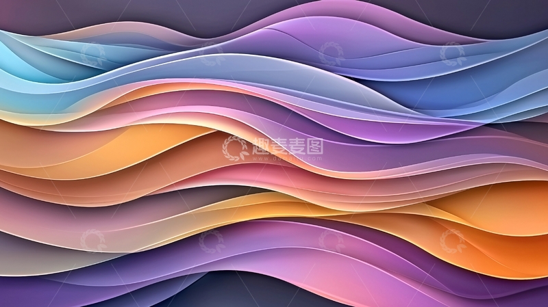 高清大图下载【趣麦麦图】彩色渐变波浪背景