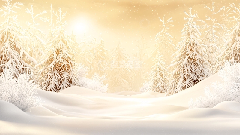 高清大图下载【趣麦麦图】雪景森林阳光明媚