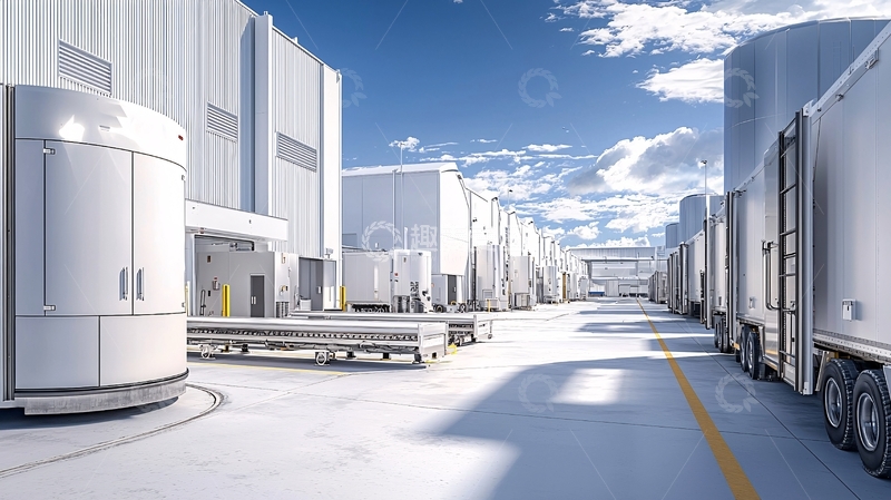 高清大图下载【趣麦麦图】物流中心车辆整齐排列