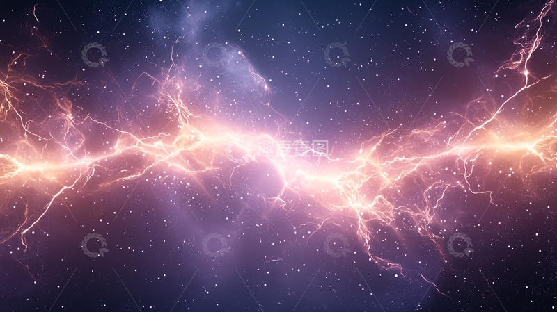 高清大图下载【趣麦麦图】宇宙星云闪电交汇图