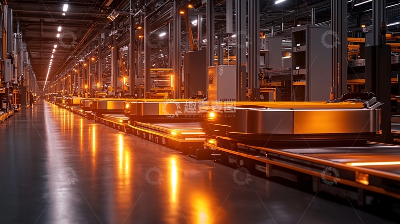 高清大图下载【趣麦麦图】工业自动化生产线夜景