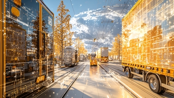 繁忙的城市街道卡车运输