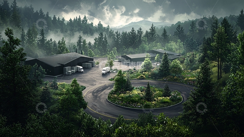 高清大图下载【趣麦麦图】森林中的建筑群