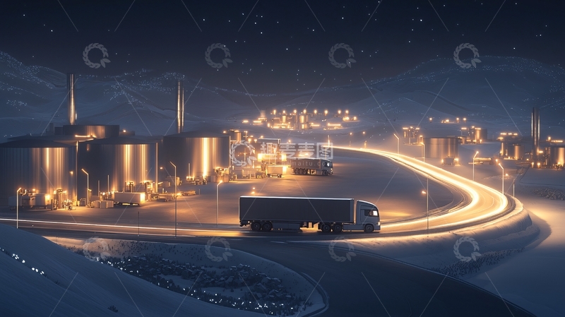 高清大图下载【趣麦麦图】夜间行驶的卡车