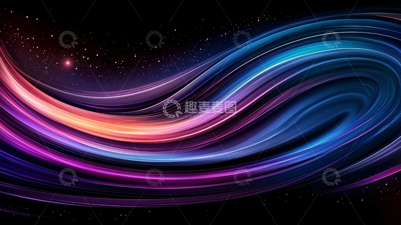 高清大图下载【趣麦麦图】炫彩流动曲线背景图