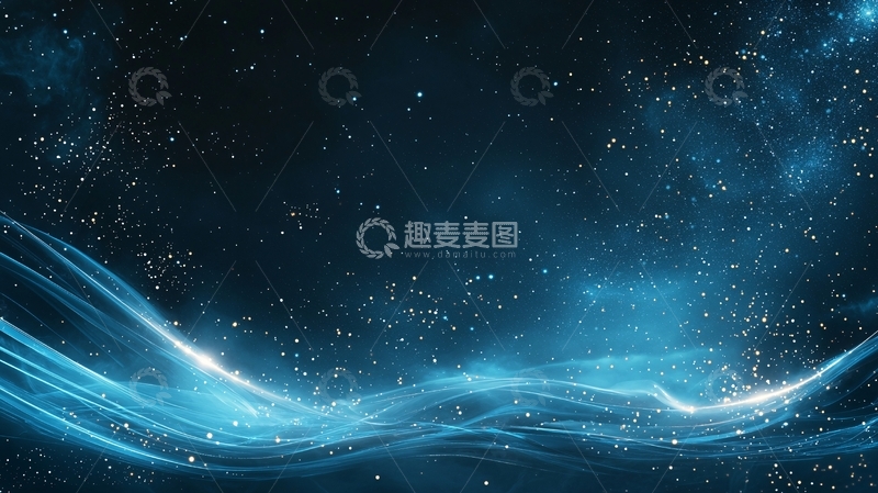 高清大图下载【趣麦麦图】深蓝色星空波浪背景