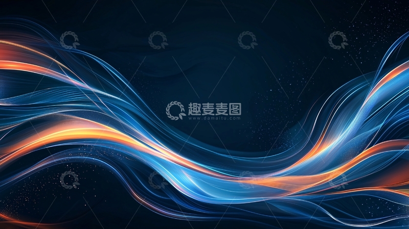 高清大图下载【趣麦麦图】抽象蓝色橙色光线流动