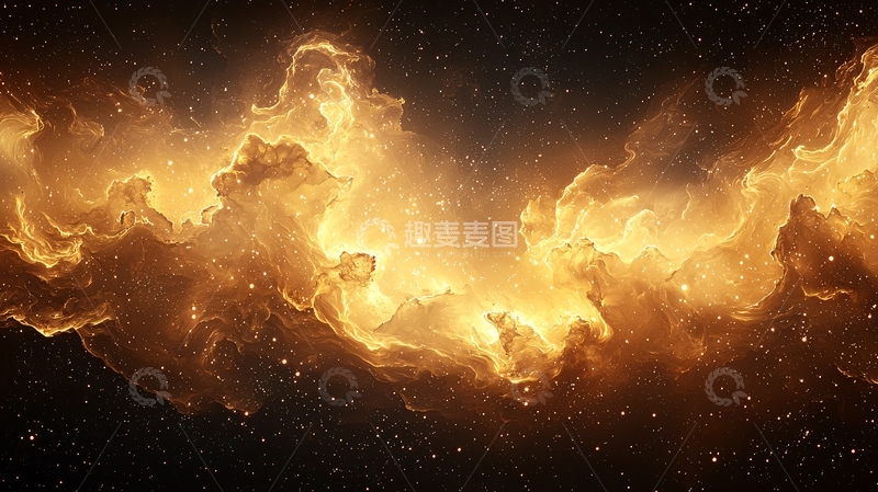 高清大图下载【趣麦麦图】金色星云的宇宙景象