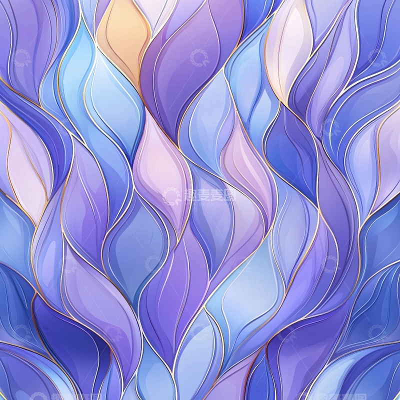 高清大图下载【趣麦麦图】抽象紫色蓝色水彩花瓣