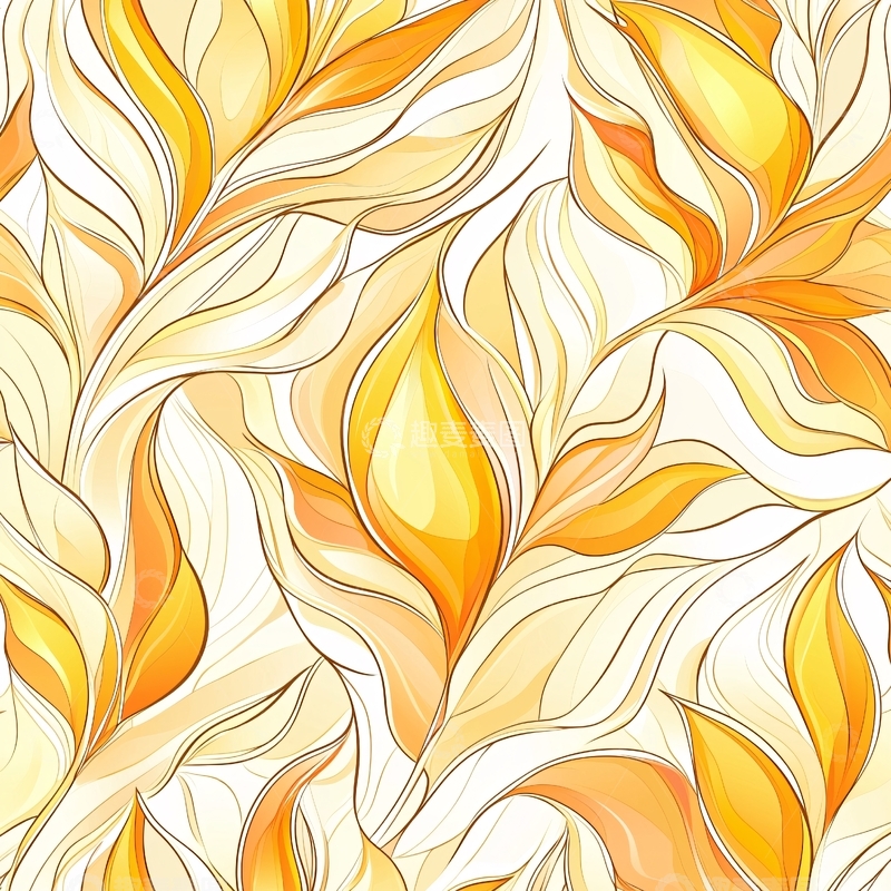 高清大图下载【趣麦麦图】金色花瓣交织图案