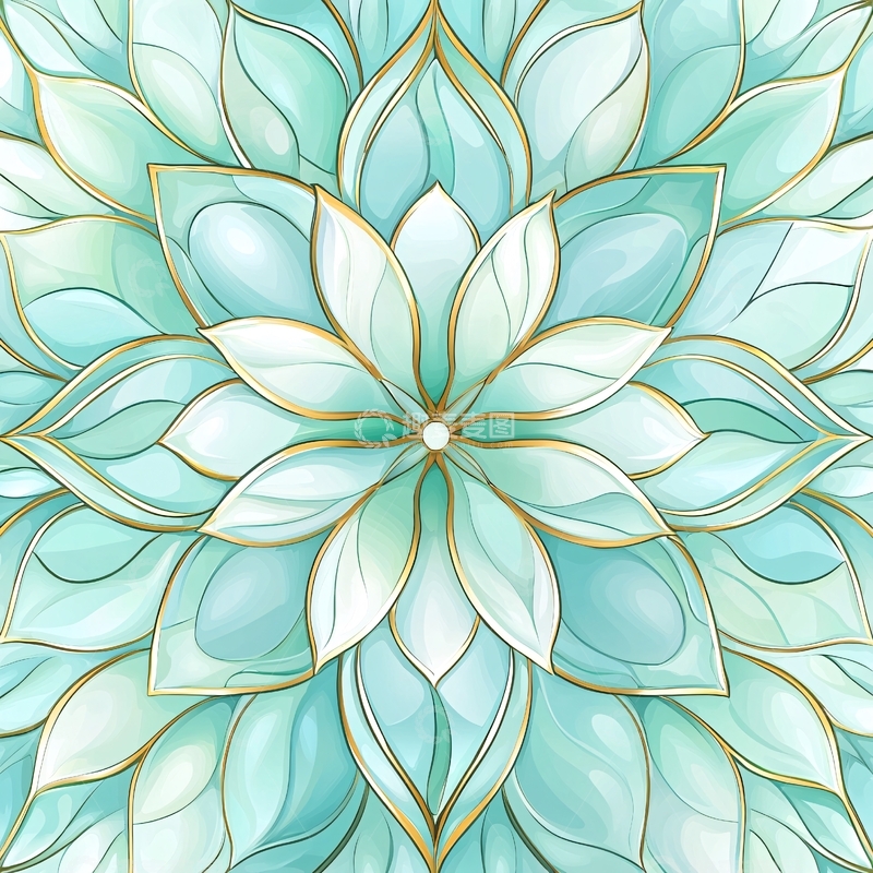 高清大图下载【趣麦麦图】水蓝色花朵绽放图案