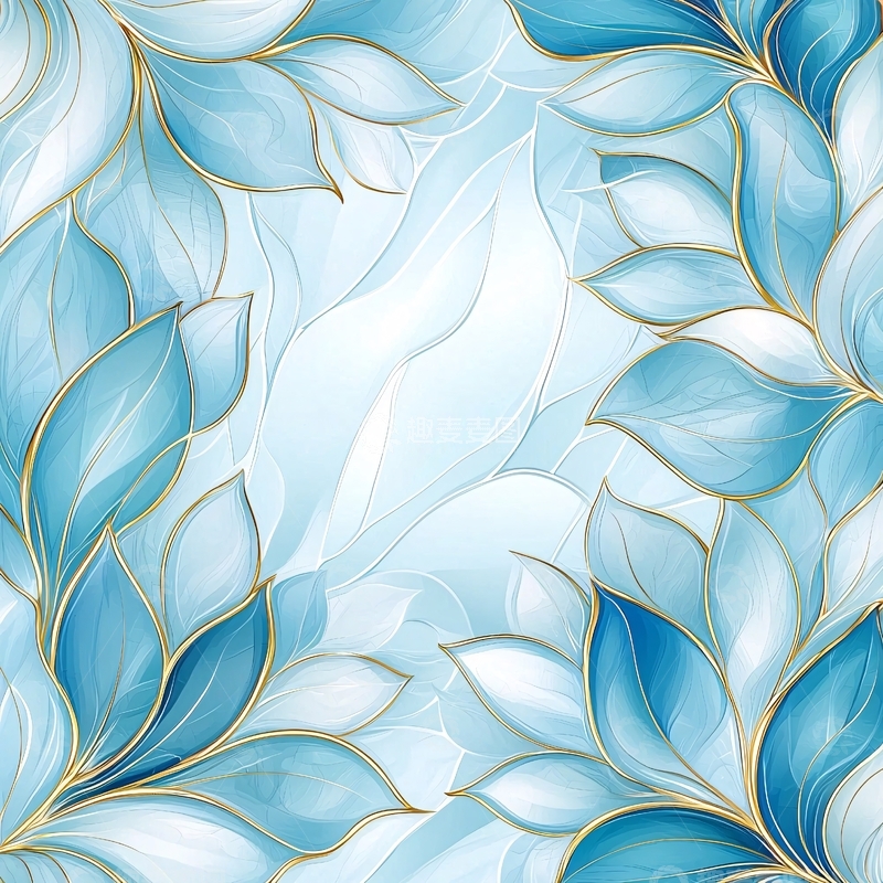 高清大图下载【趣麦麦图】蓝色花朵水彩背景