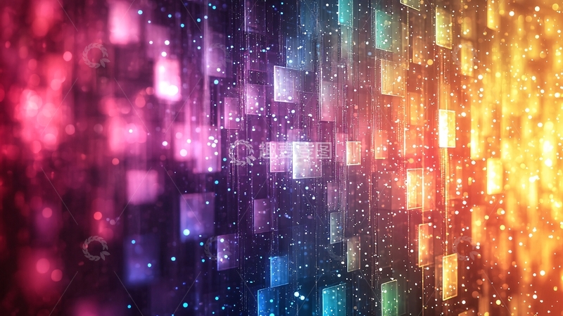 高清大图下载【趣麦麦图】绚丽多彩的光影立方体