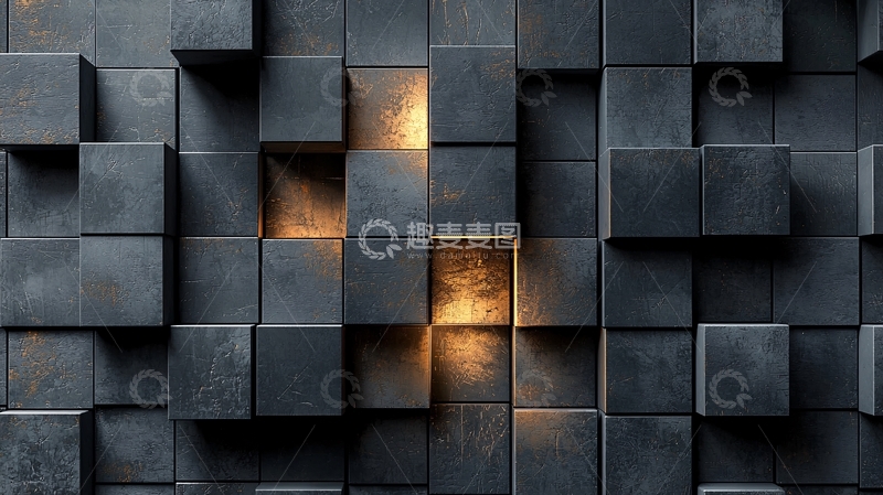 高清大图下载【趣麦麦图】黑色方块三维网格