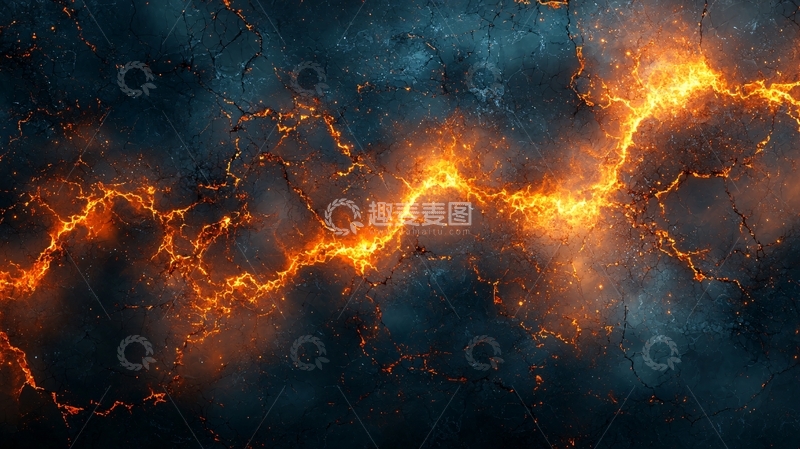 高清大图下载【趣麦麦图】抽象橙色闪电背景