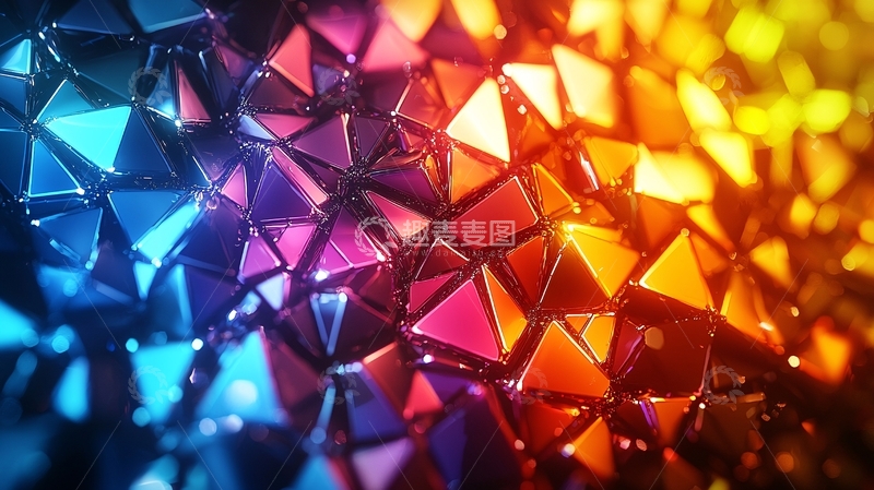 高清大图下载【趣麦麦图】彩色多边形晶体结构