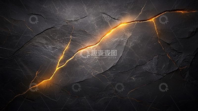 高清大图下载【趣麦麦图】黑色岩石金色裂缝