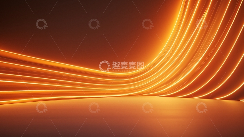 高清大图下载【趣麦麦图】橙色光线交织延伸