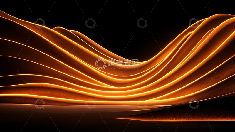 高清大图下载【趣麦麦图】金色波浪线条背景