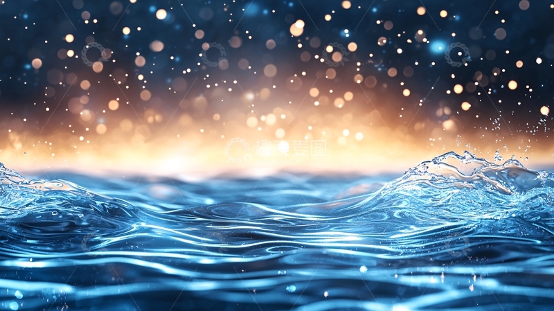 高清大图下载【趣麦麦图】梦幻星空下的蓝色海面