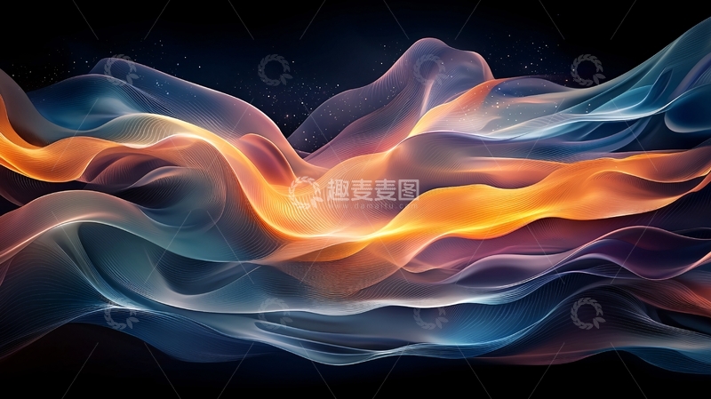 高清大图下载【趣麦麦图】抽象水彩流动渐变波浪