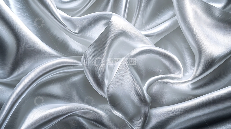 高清大图下载【趣麦麦图】银色丝绸的光滑褶皱
