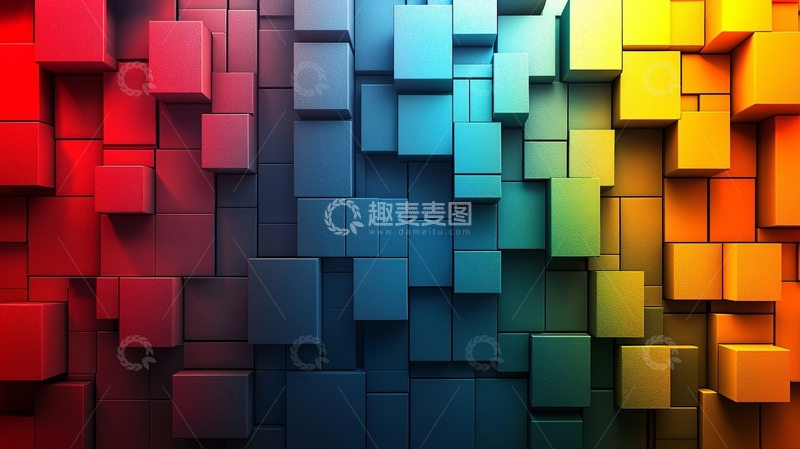 高清大图下载【趣麦麦图】彩色立方体堆叠