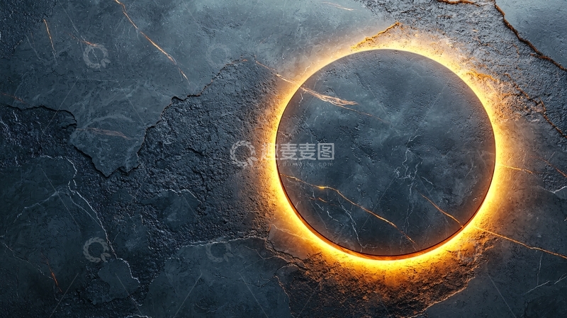 高清大图下载【趣麦麦图】黑暗石头上的发光球体