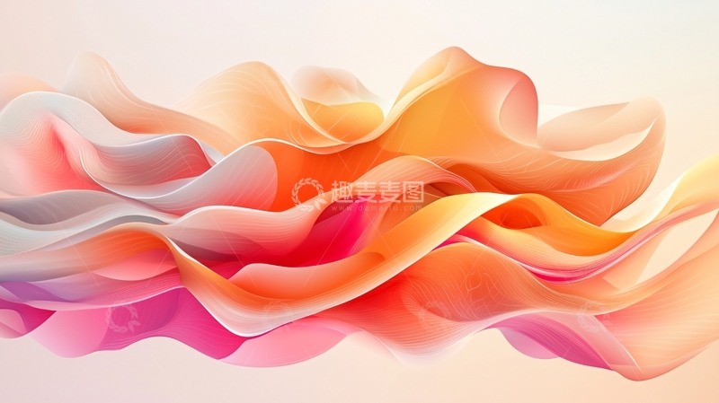 高清大图下载【趣麦麦图】粉色橙色交织的柔和曲线