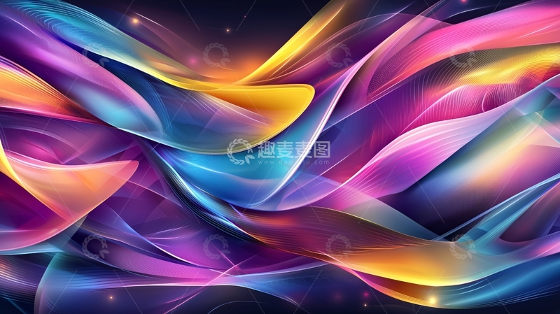 高清大图下载【趣麦麦图】彩色流动线条背景
