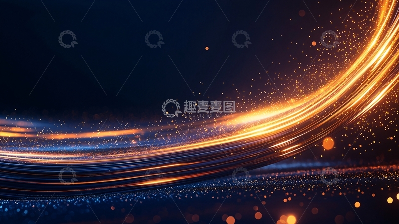 高清大图下载【趣麦麦图】金色光束轨迹抽象背景