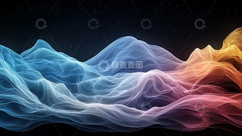 高清大图下载【趣麦麦图】抽象彩色山脉