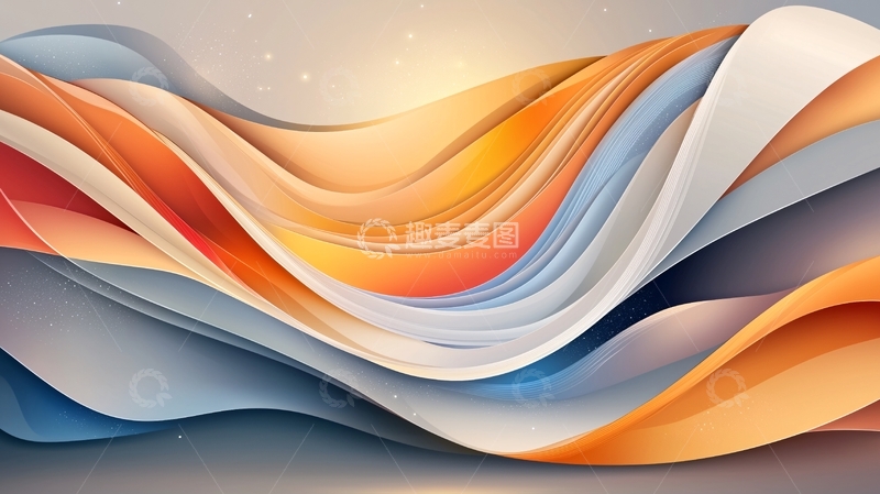 高清大图下载【趣麦麦图】抽象曲线渐变背景