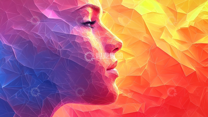 高清大图下载【趣麦麦图】抽象人脸彩色光影