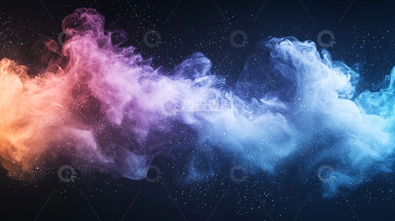 高清大图下载【趣麦麦图】彩色烟雾在黑色背景中