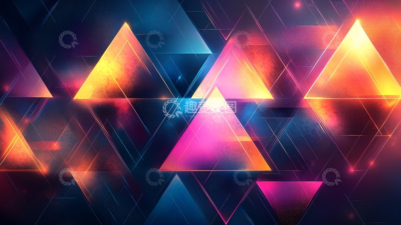 高清大图下载【趣麦麦图】彩色发光三角形背景